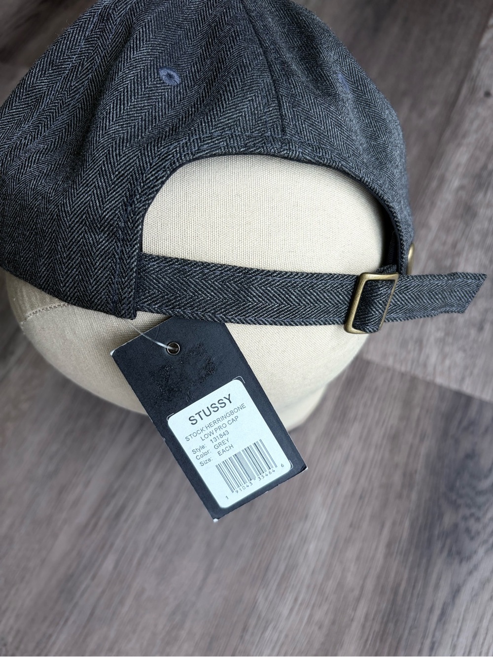 Stussy Dark Gray Herringbone Strapback Low Pro Cap - Picture 3 of 4